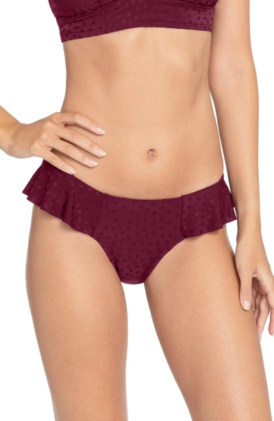 Robin Piccone Juliana Ruffle Bikini Bottoms In Eggplant