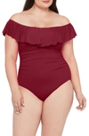 La Blanca Swimwear Off The Shoulder One-piece Swimsuit In Wine