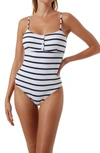 Melissa Odabash Calabasas Striped One-piece Swimsuit In Marine