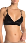 Real Underwear Velvet Triangle Strappy Bralette In Black