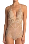 Wishlist Lace Backstrap Teddy In Nude Combo