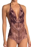 Wishlist Lace Backstrap Teddy In Burgundy/f.rose Combo