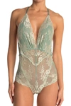 Wishlist Lace Backstrap Teddy In Mint/pearl Combo