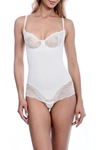 Body Beautiful Lace Trims Slimming Bodysuit In Ivory
