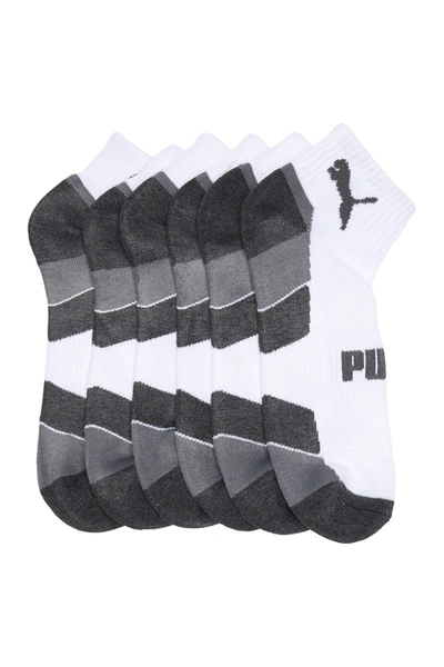 Puma Half Terry Quarter Crew Socks In White / Grey