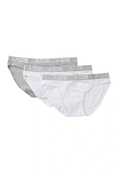 Aqs Stretch Cotton Bikini In White/grey/white