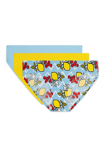 Aqs Laser Bonded Bikini In Retro Lemons/yellow/blue