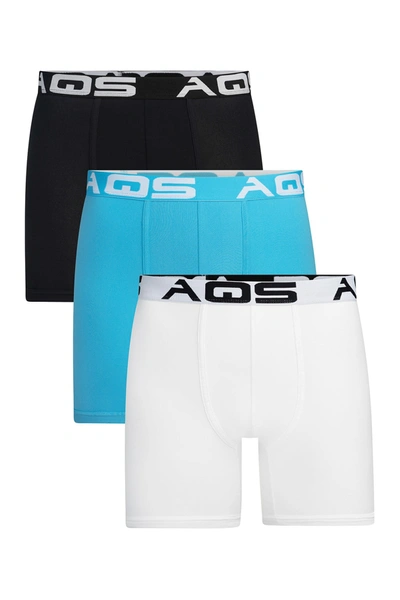 Aqs Classic Fit Boxer Briefs In Black/light Blue/white