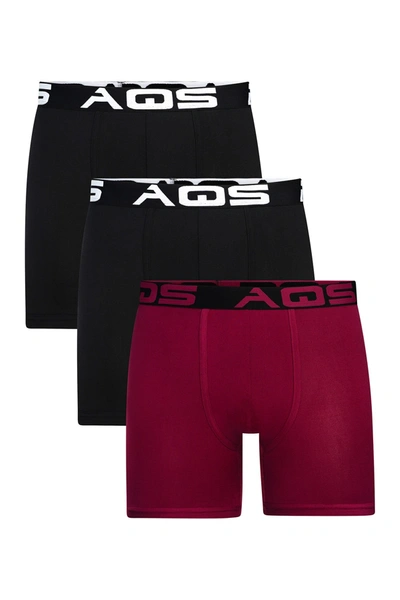 Aqs Classic Fit Boxer Briefs In Black/burgundy/black