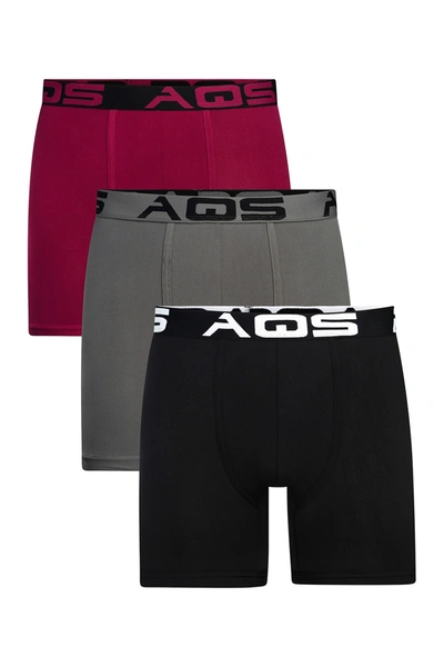 Aqs Classic Fit Boxer Briefs In Black/burgundy/grey