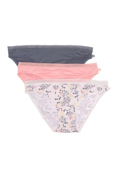 Jessica Simpson Micro Bikini Panties In Angel Wing/quartz Pink/grey