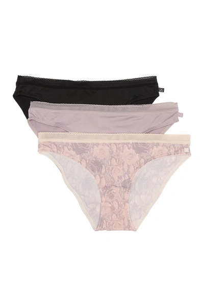 Jessica Simpson Micro Bikini Panties In Angel Wing/cloud Grey/black