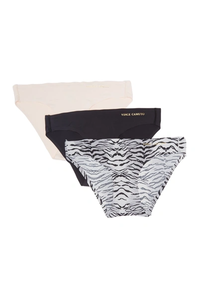 Vince Camuto Printed Bikini Panties In Tiger Stripe/ Soft Melon/ Black