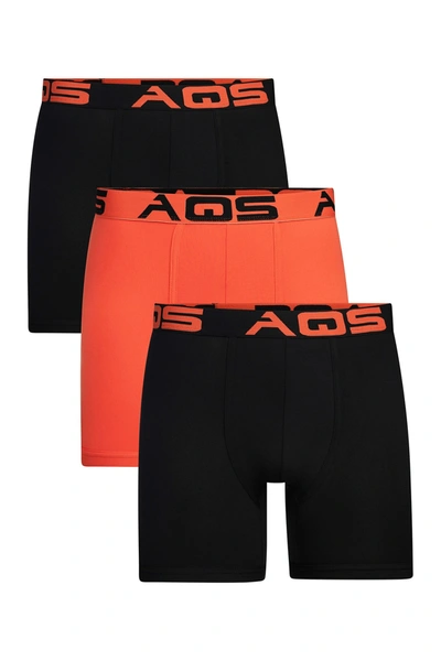 Aqs Classic Fit Boxer Briefs In Black/orange/black