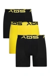 Aqs Classic Fit Boxer Briefs In Black/yellow/black