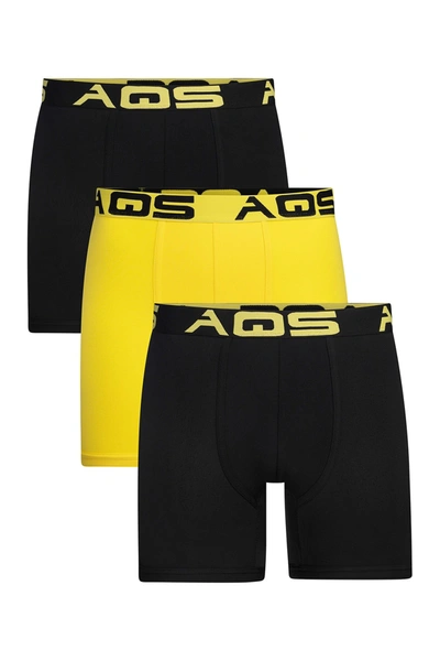 Aqs Classic Fit Boxer Briefs In Black/yellow/black