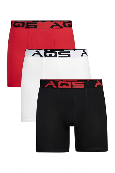 Aqs Classic Fit Boxer Briefs In Red/black/white