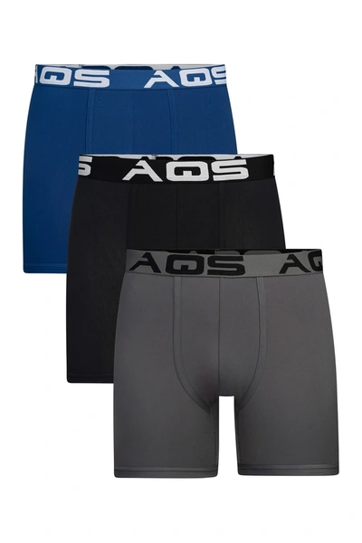 Aqs Classic Fit Boxer Briefs In Black/grey/blue