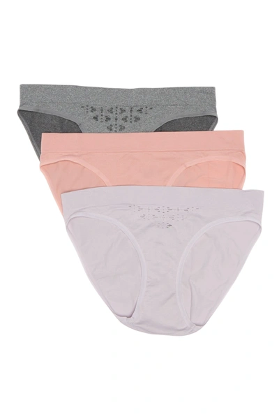 Jessica Simpson Seamless Bikini Panties In Thistle/silver Pink/ Grey