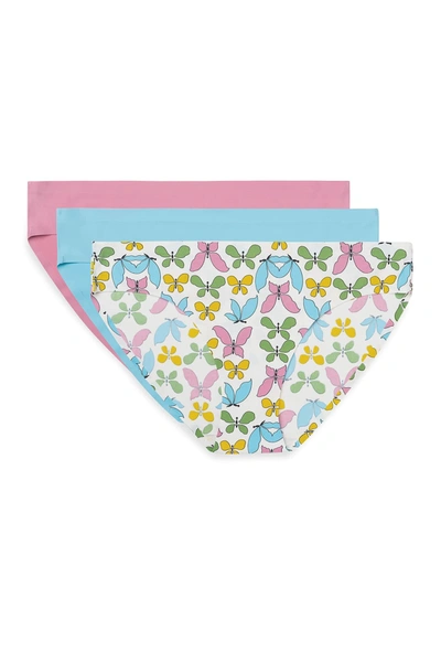Aqs Seamless Bikini Cut Panties In Multi Butterfly/pink/blue