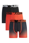 Aqs Pack Of 3 Ombre Boxer/trunks In Black/orange Ombre