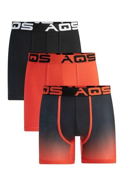 Aqs Pack Of 3 Ombre Boxer/trunks In Black/orange Ombre
