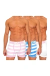 Aqs Print Boxer Briefs In Pink Stripe/white/lightblue Stripe/white/white/pink