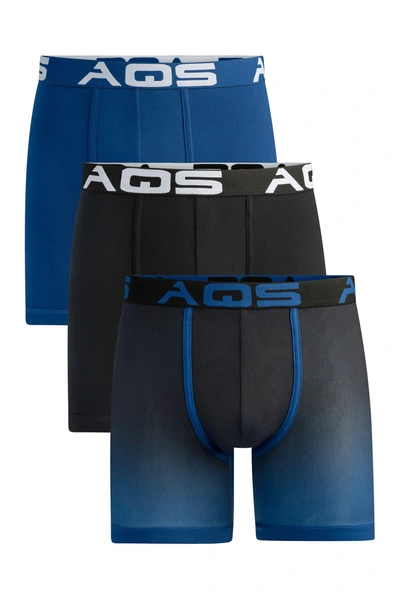 Aqs Pack Of 3 Ombre Boxer/trunks In Black/dark Blue Ombre
