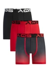 Aqs Men's 3-pack Assorted Boxer Briefs In Black/red Ombre