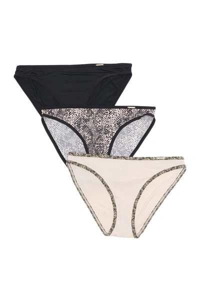 Vince Camuto Micro Bikini Panties In Pale Mushroom Blck Small Snake