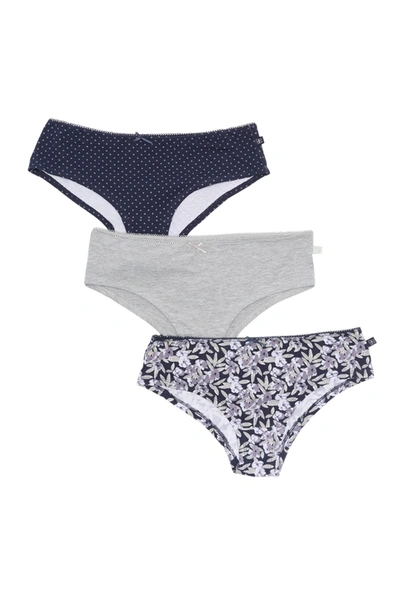 Jessica Simpson Printed Bikini Panties In Peacoat/grey/peacoat Pindot