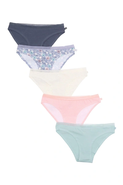 Jessica Simpson Scalloped Lace Bikini Panties In Gray/oatmeal Hthr/sil Pink