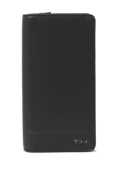 Tumi Zip-around Travel Wallet In 6 Black Texture