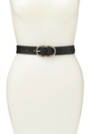 Melrose And Market Melrose & Market Double Buckle Leather Belt In Black
