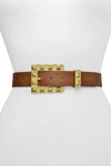 Raina Belts Rai Square Buckle Belt In Cognac