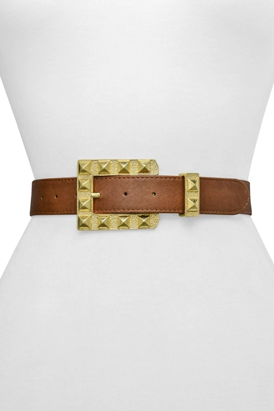 Raina Belts Rai Square Buckle Belt In Cognac