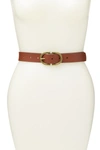 Melrose And Market Melrose & Market Double Buckle Leather Belt In Cognac