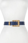 Raina Belts Rai Square Buckle Belt In Navy