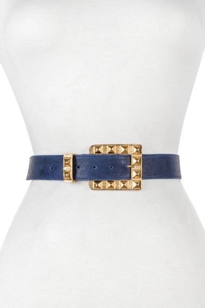 Raina Belts Rai Square Buckle Belt In Navy