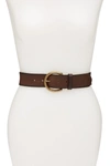 Frye Flat Leather Belt In Brown