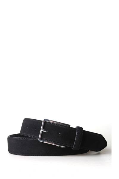 Px Remy Suede Leather 3.5 Cm Belt In Black