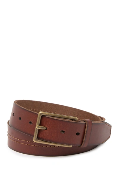 Frye Center Stitch Leather Belt In Brown
