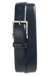 Johnston & Murphy Leather Belt In Navy