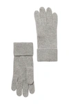 Portolano Cashmere Ribbed Gloves In Lt Ht Grey