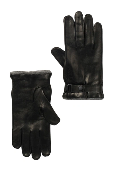 Portolano Nappa Leather Belted Gloves In Black/m Ht Grey