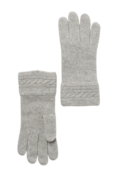 Portolano Cable Knit Cuff Cashmere Gloves In Light Hth Grey