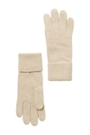 Portolano Cashmere Ribbed Gloves In Beige