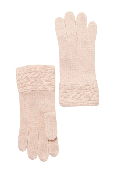 Portolano Cable Knit Cuff Cashmere Gloves In Rose Quarts