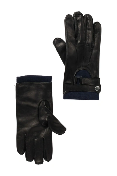 Portolano Nappa Leather Half Moon Gloves In Black/navy