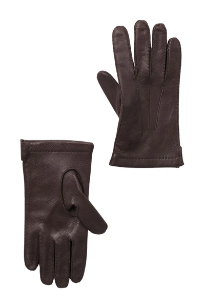Portolano Deerskin Leather Gloves In Brown